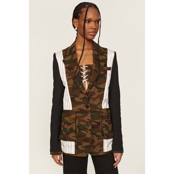 MONSE Multicolor Camouflage Front Button Collared Inside Out Blazer Jacket 8 - Picture 1 of 16